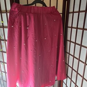 SHEIN Fuchsia A-Line Skirt with Embellishments
